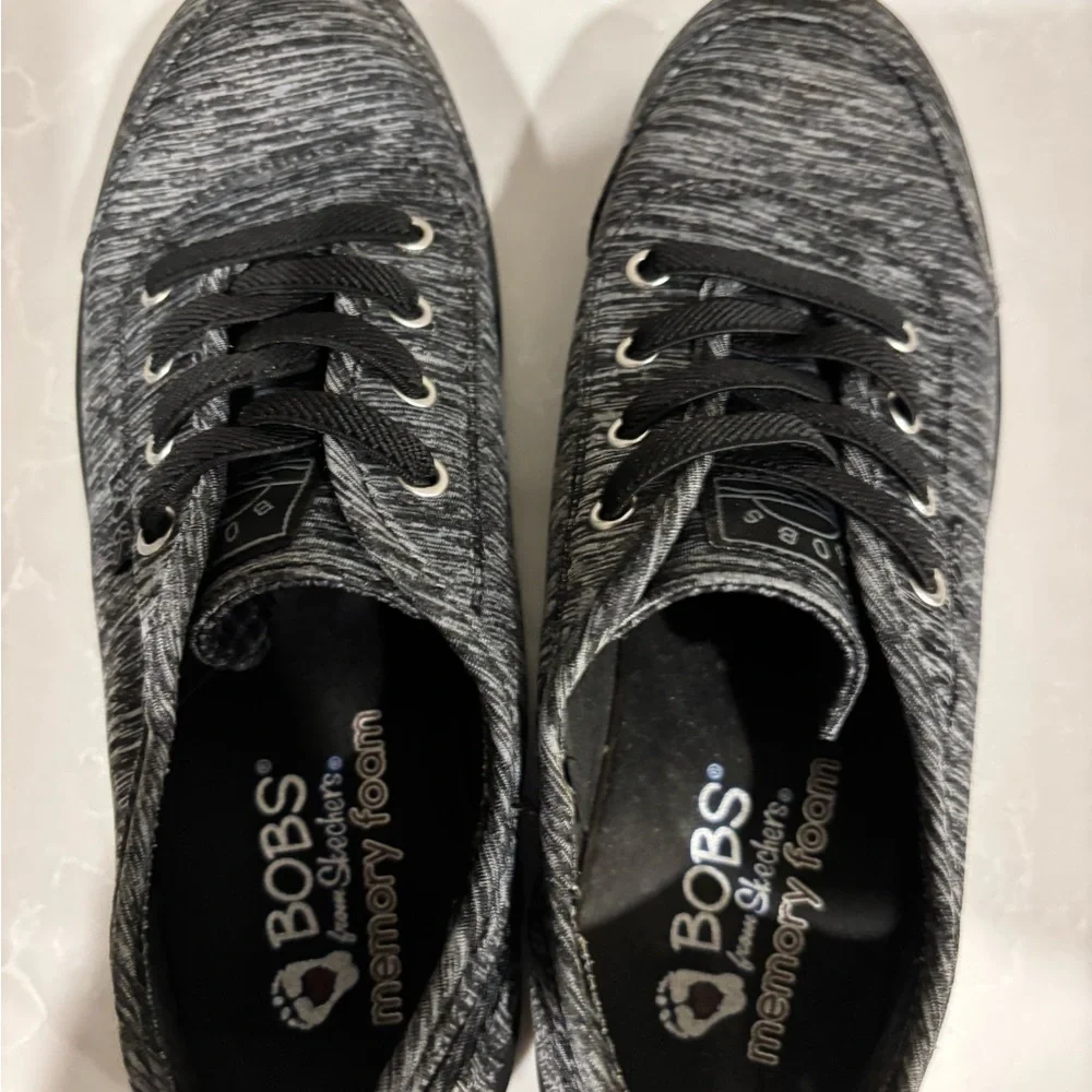 Skechers BOBS Memory Foam Sneakers – Black/Gray Knit – Women’s 6.5 - Picture 7 of 11
